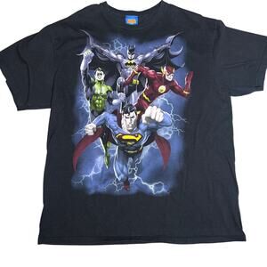 Justice League Batman Flash Green Lantern Superman Lightning T-Shirt Men's